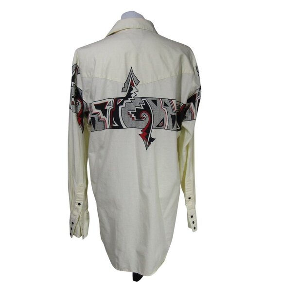 VTG ROPER Southwestern Aztec Cowboy Rodeo Western Pearl Snap Shirt USA M - Picture 5 of 11